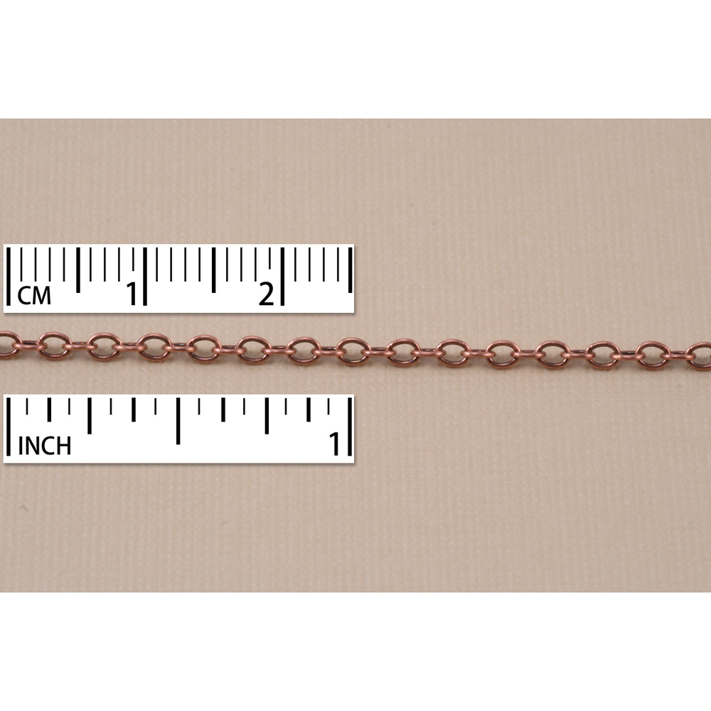 Chain & Clasps Antique Copper Finish, Small Round Cable Chain, 2mm, by the Inch